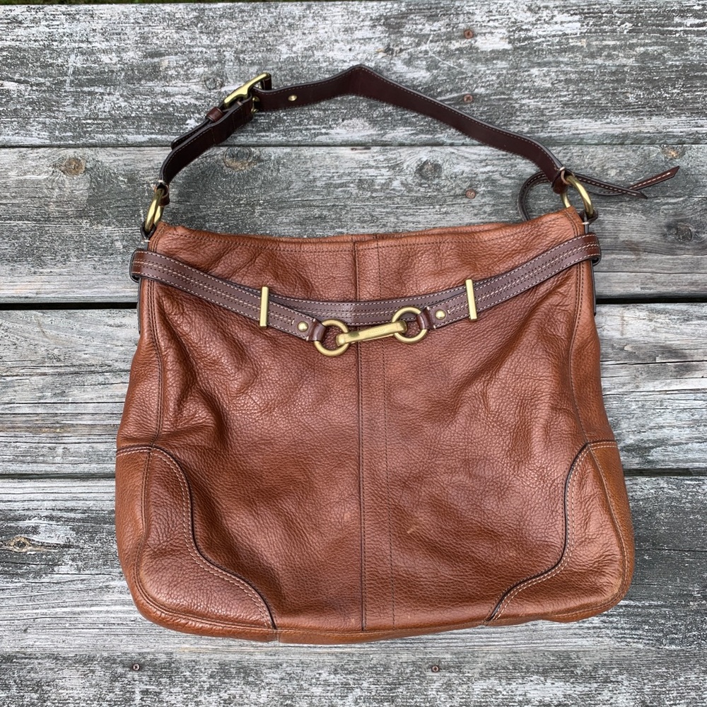 Coach leather purse with buckle